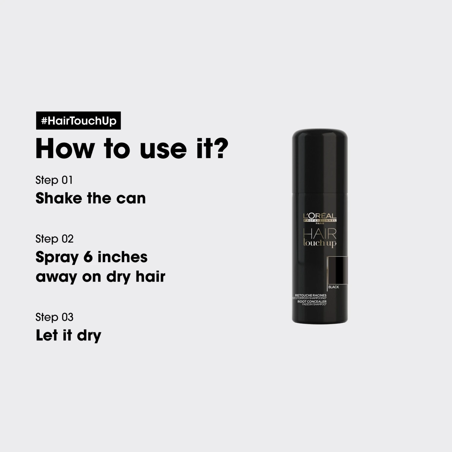 L'oreal Professionnel Hair Touch Up Black 75ml 5 L'oreal Professionnel Hair Touch Up Black 75ml - Image 3