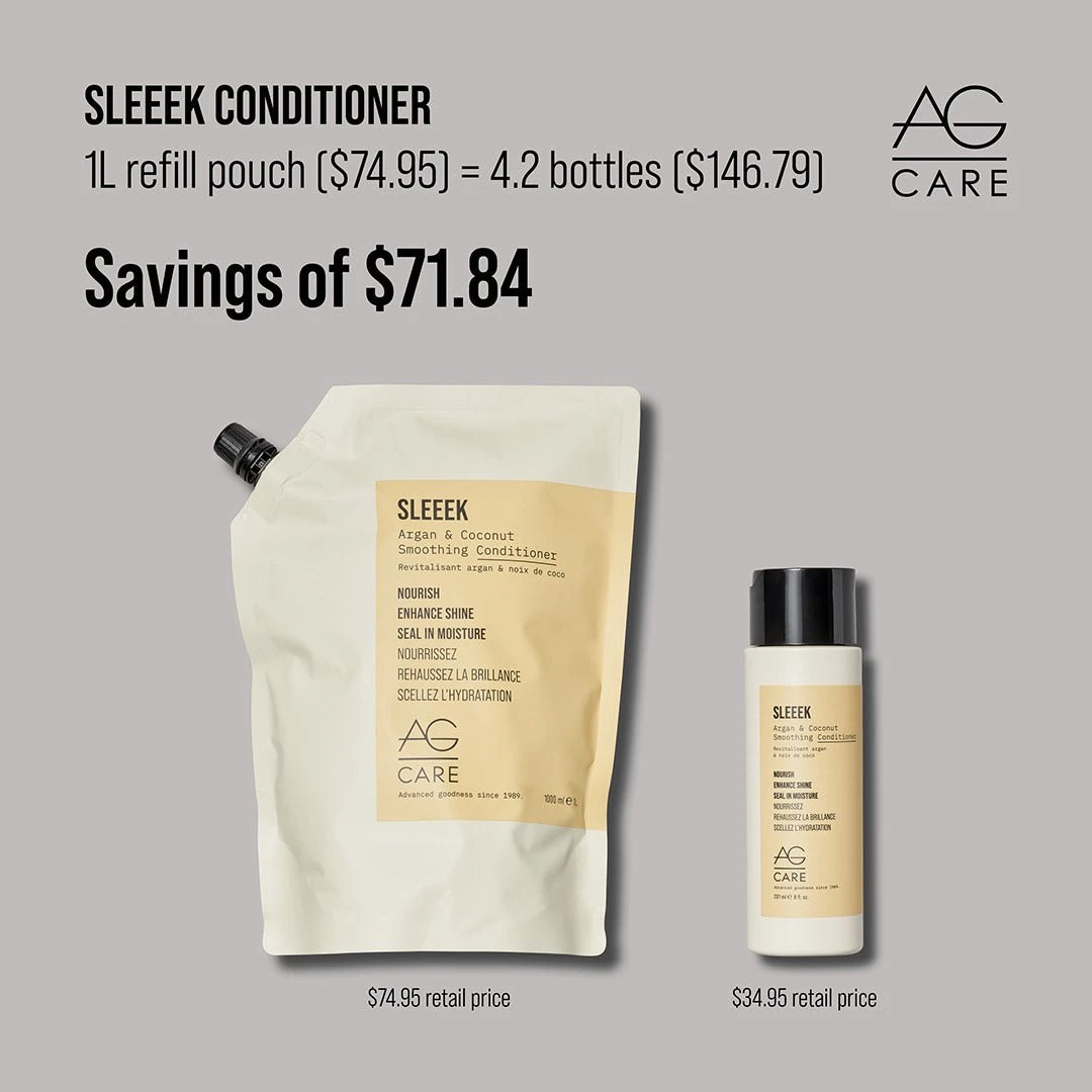 AG Care Sleeek Argan & Coconut Smoothing Conditioner 1L 6 AG Care Sleeek Argan & Coconut Smoothing Conditioner 1L - Image 4