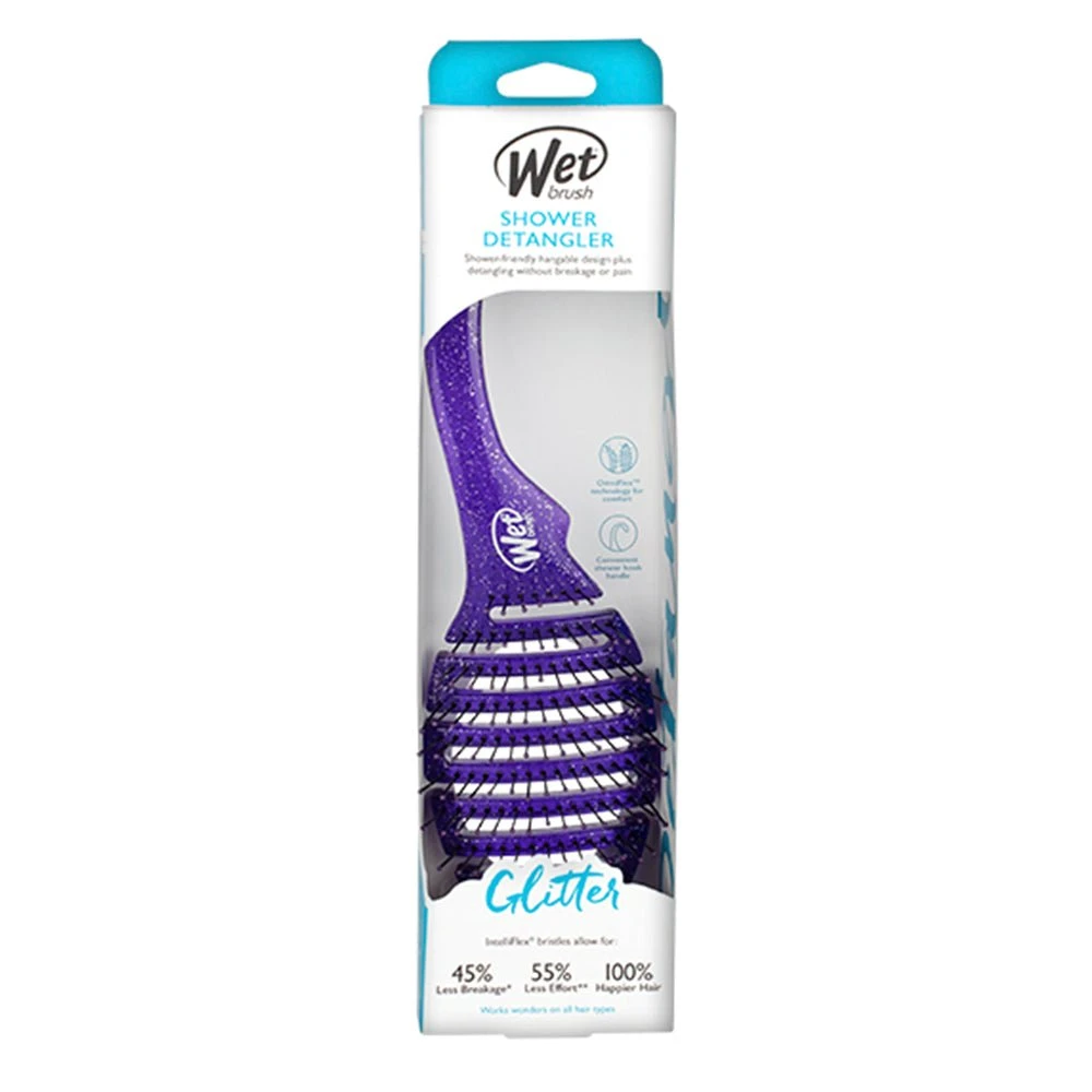 Wet Brush Shower Detangler Brush Glitter Purple 4 Wet Brush Shower Detangler Brush Glitter Purple - Image 2